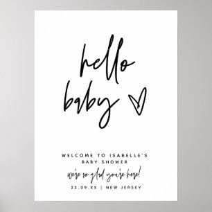 Modern Hello Baby Welcome Sign Baby Shower 