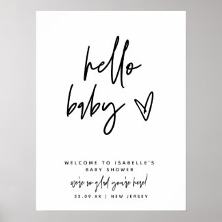 Modern Hello Baby Welcome Sign Baby Shower