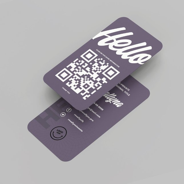 MODERN HELLO MONOGRAM LOGO DAVY GREY QR CODE BUSINESS CARD (MODERN HELLO MONOGRAM LOGO DAVY GREY QR CODE BUSINESS CARD
)