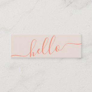 Modern hello spring orange tan typography minimal mini business card