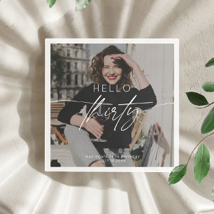 Modern Hello Thirty 30th Birthday Party Photo  Napkin