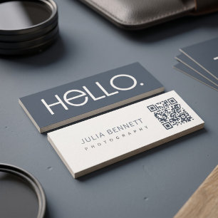 Modern "Hello" Typography Design Mini Business Card