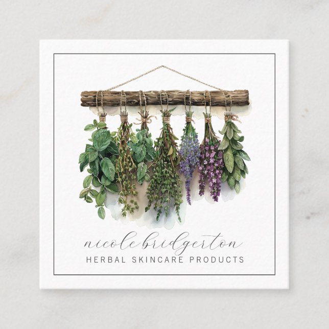 Modern Herbal Skincare Products Herbal Botanicals Square Business Card (Front)