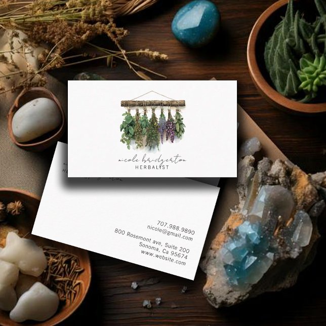 Modern Herbalist Hanging Dried Plants Business Card (Creator Uploaded)