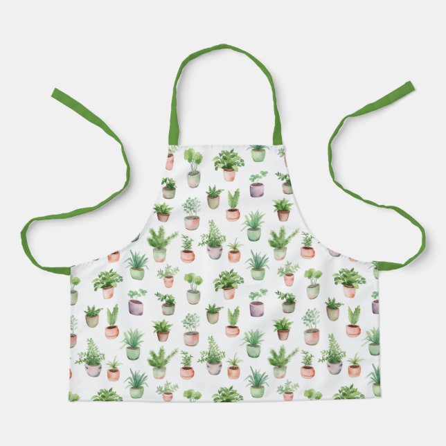 Modern herbs watercolor  apron (Front)