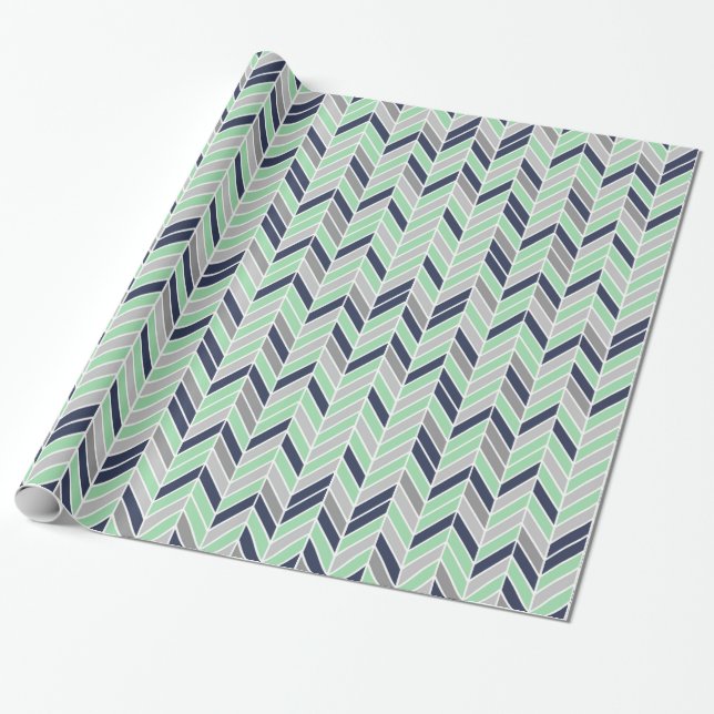 Modern Herringbone Chevron Geometric Pattern Wrapping Paper (Unrolled)