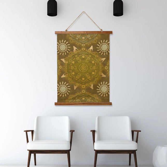 Modern hexa golden ursidae mandala art hanging tapestry (Creator Uploaded)