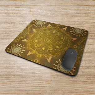 Modern hexa golden ursidae mandala art mouse pad