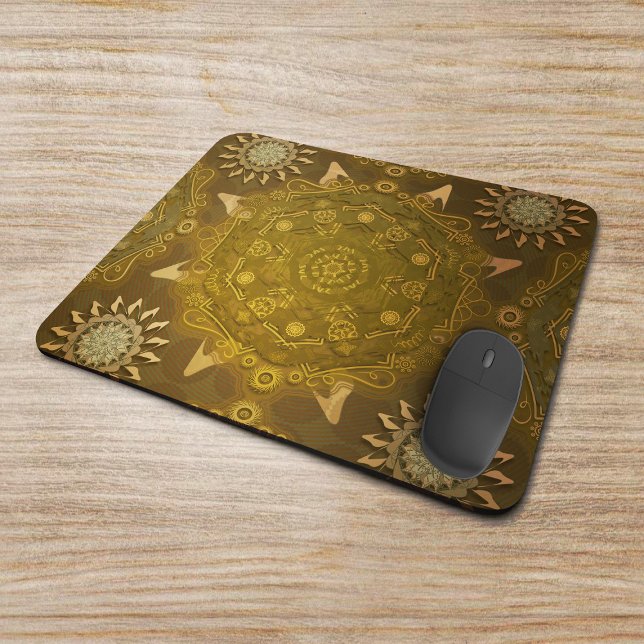 Modern hexa golden ursidae mandala art mouse pad (Creator Uploaded)