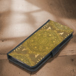 Modern hexa golden ursidae mandala art samsung galaxy s5 wallet case<br><div class="desc">This stylish fusion of circles and hexagons creates a bear and floral sketch, inspired by Hindu mandala essence with a touch of Buddhist and modern styles. The deliberate golden hue symbolises harmony with nature's inhabitants, presenting a simpler and attractive modern mandala design. The wallet case is not just a protective...</div>