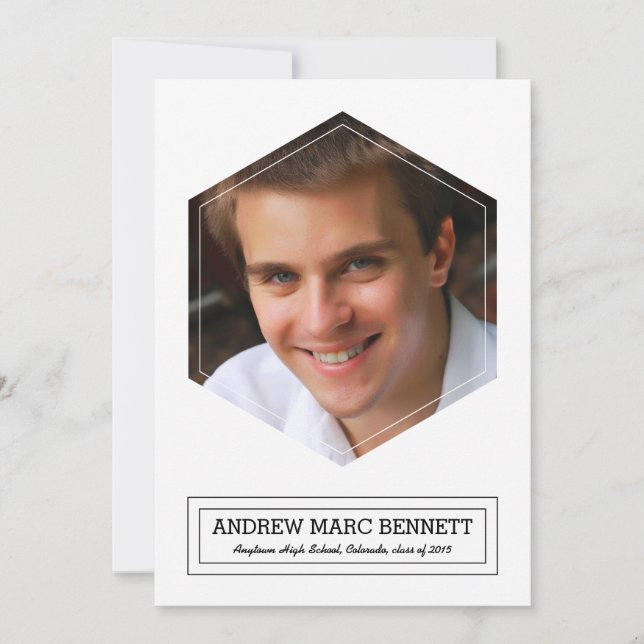 Modern Hexagon 1 Photo Graduation Announcement (Front)