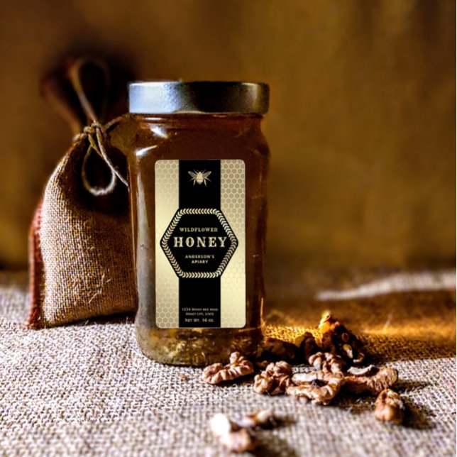 Modern Hexagon branch  gold bee honey jar  (Creator Uploaded)