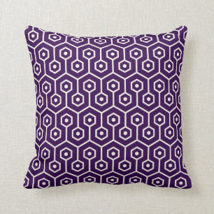 Modern Hexagon Honeycomb Pattern Purple Cushion