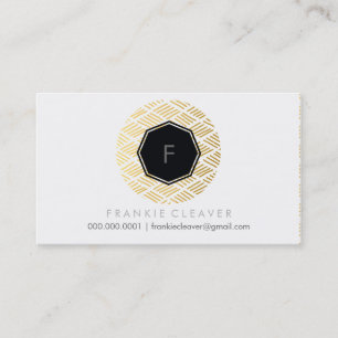 MODERN HEXAGON monogram spot gold sketched pattern Business Card