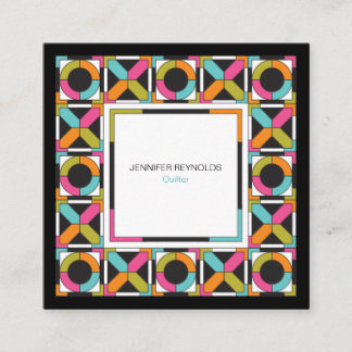 Modern Hexagon Quilt Pattern Square Business Card