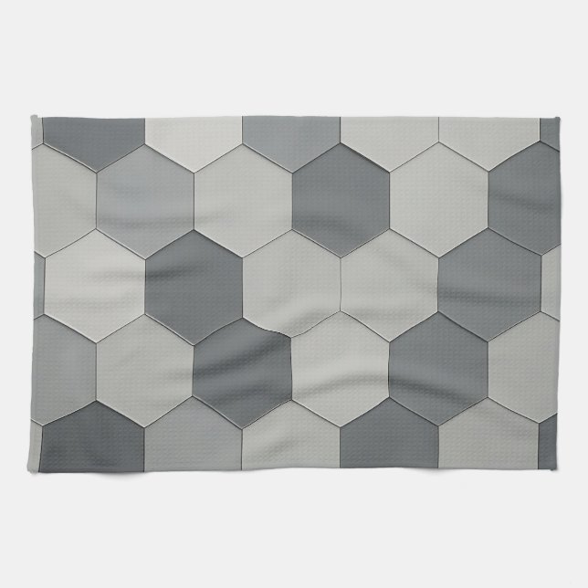 Modern Hexagon Tile Geometric Pattern Tea Towel (Horizontal)