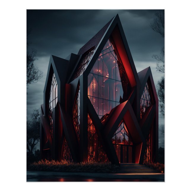 Modern Hi-Tech Gothic House Exterior Design.  Poster (Front)