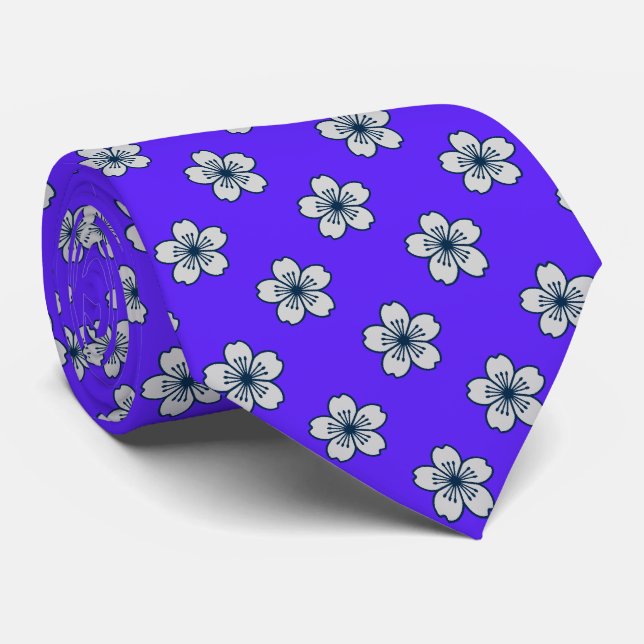 Modern Hibiscus Hawaiian Floral Two-Sided Printed Tie (Rolled)