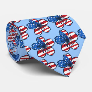 Modern Hibiscus USA Necktie