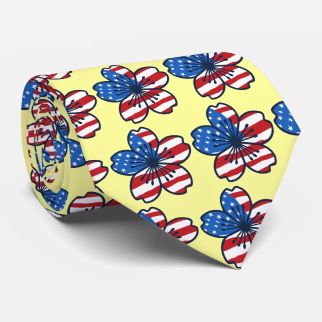 Modern Hibiscus USA Two-sided Printed Tie (Rolled)