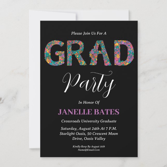 modern high school floral graduation invitations (Front)