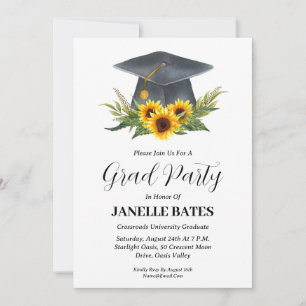 modern high school floral graduation invitations