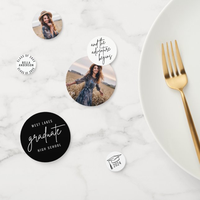 Modern High School Graduate Script Custom Photo Confetti (Group)