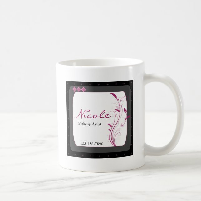 Modern High Style Black Grey Pink Coffee Mug (Right)