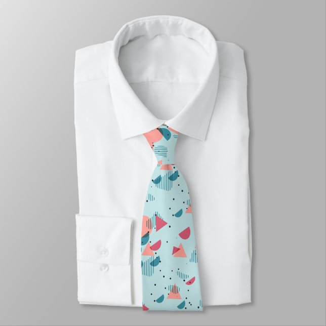 Modern Hip Abstract Geometric 50s Art Pattern Tie (Tied)