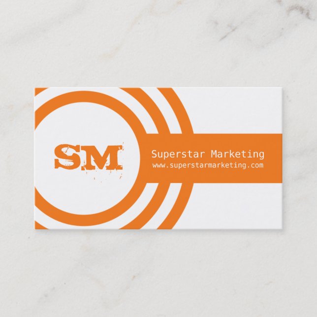 Modern Hipster Business Card, Orange Business Card (Front)