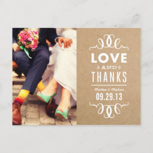 MODERN HIPSTER   WEDDING THANK YOU POST CARD