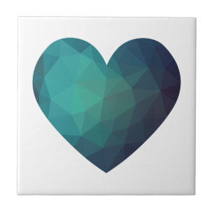 Modern hitech 3d blue origami heart ceramic tile