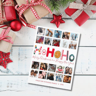 Modern Ho Ho Ho 20 Photo Christmas Postcard