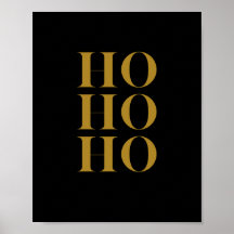 Modern"HO HO HO" Holiday Wall Art | Black & Gold