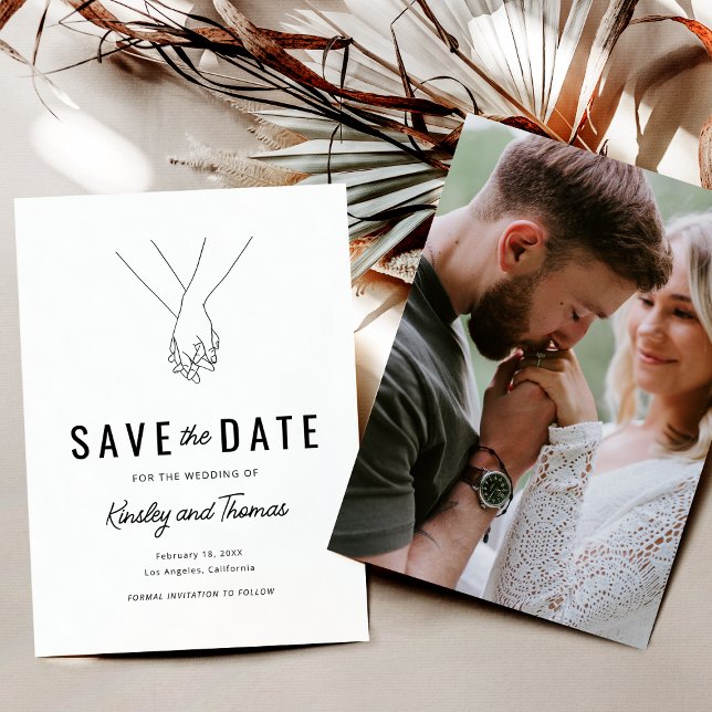Modern Holding Hands Photo Save The Date (Creator Uploaded)