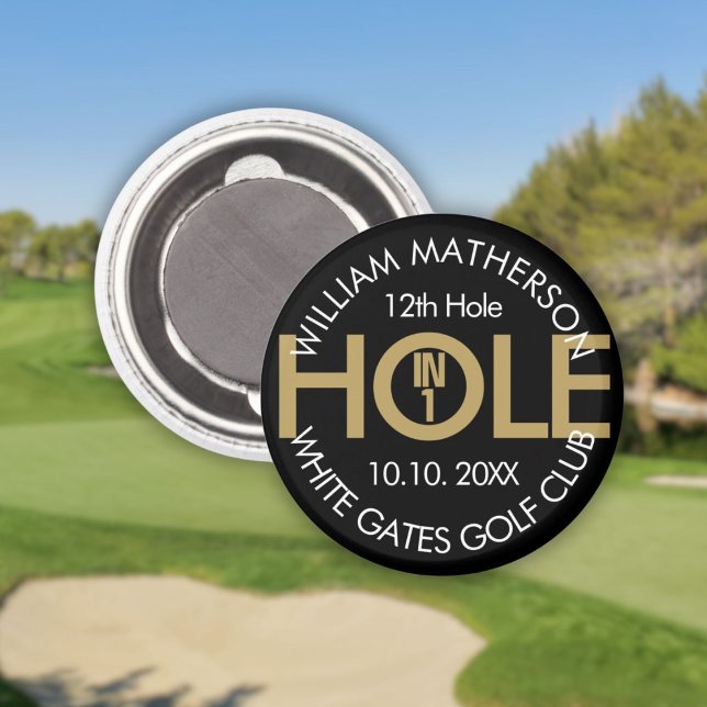 Modern Hole in One Black And Gold Magnet (Modern Hole in One Black And Gold Magnet)