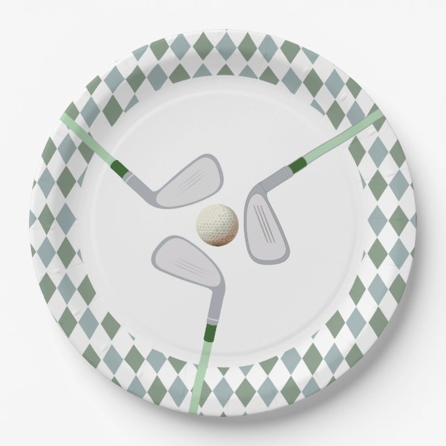 Modern Hole in One Par-tee golf Birthday  Paper Plate (Front)