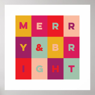 Modern Holiday Art Merry and Bright Print