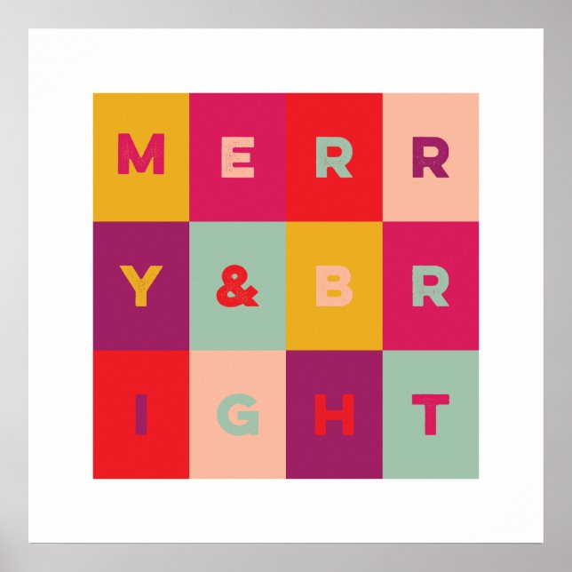 Modern Holiday Art Merry and Bright Print (Front)