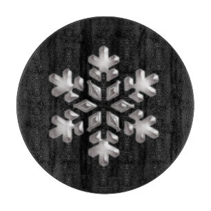 Modern Holiday Black And White Snowflake Cutting Board