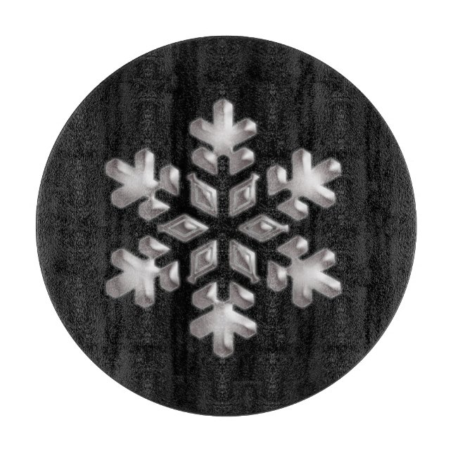 Modern Holiday Black And White Snowflake Cutting Board (Front)