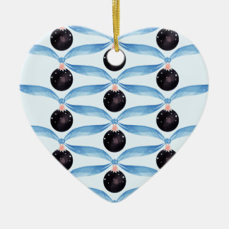 Modern Holiday Blue and Black Ceramic Ornament 