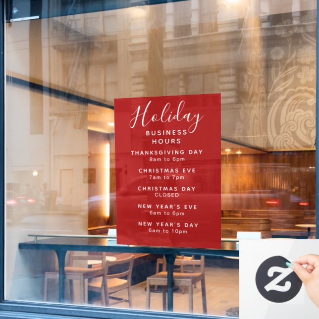 Modern Holiday Business Store Hours Custom (Cafe Window)