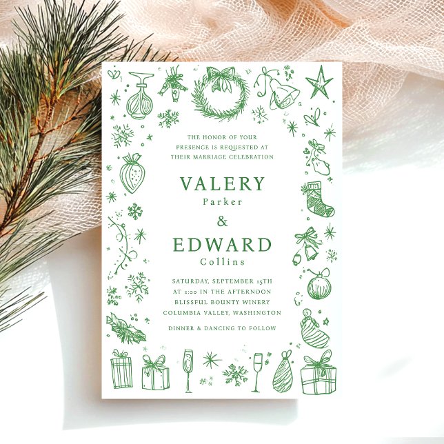 Modern Holiday Christmas Wedding Invitation (Creator Uploaded)