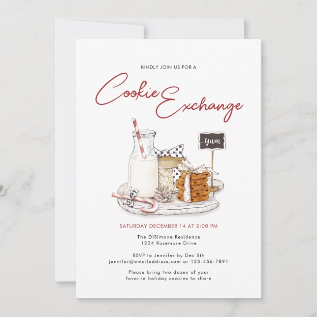 Modern Holiday Cookie Exchange Invitation (Front)
