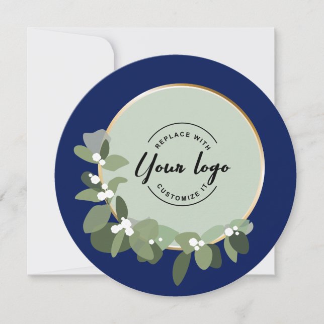 Modern Holiday Corporate Blue Custom Wreath Logo (Front)