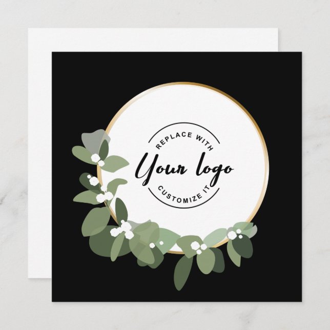 Modern Holiday Corporate Green Wreath Custom Logo (Front/Back)