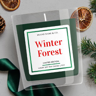Modern Holiday Elegant Christmas Candle Packaging Square Sticker