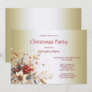 Modern Holiday Flowers Christmas Party Invitation