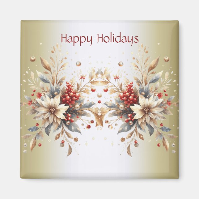Modern Holiday Flowers Magnet (Front)
